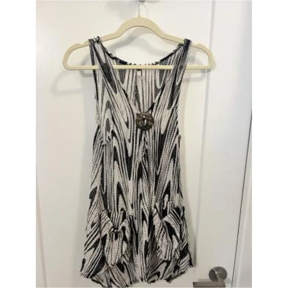 Adore Swim Cover Up Dress Small Black White Boho Beach Resort EUC Flowy